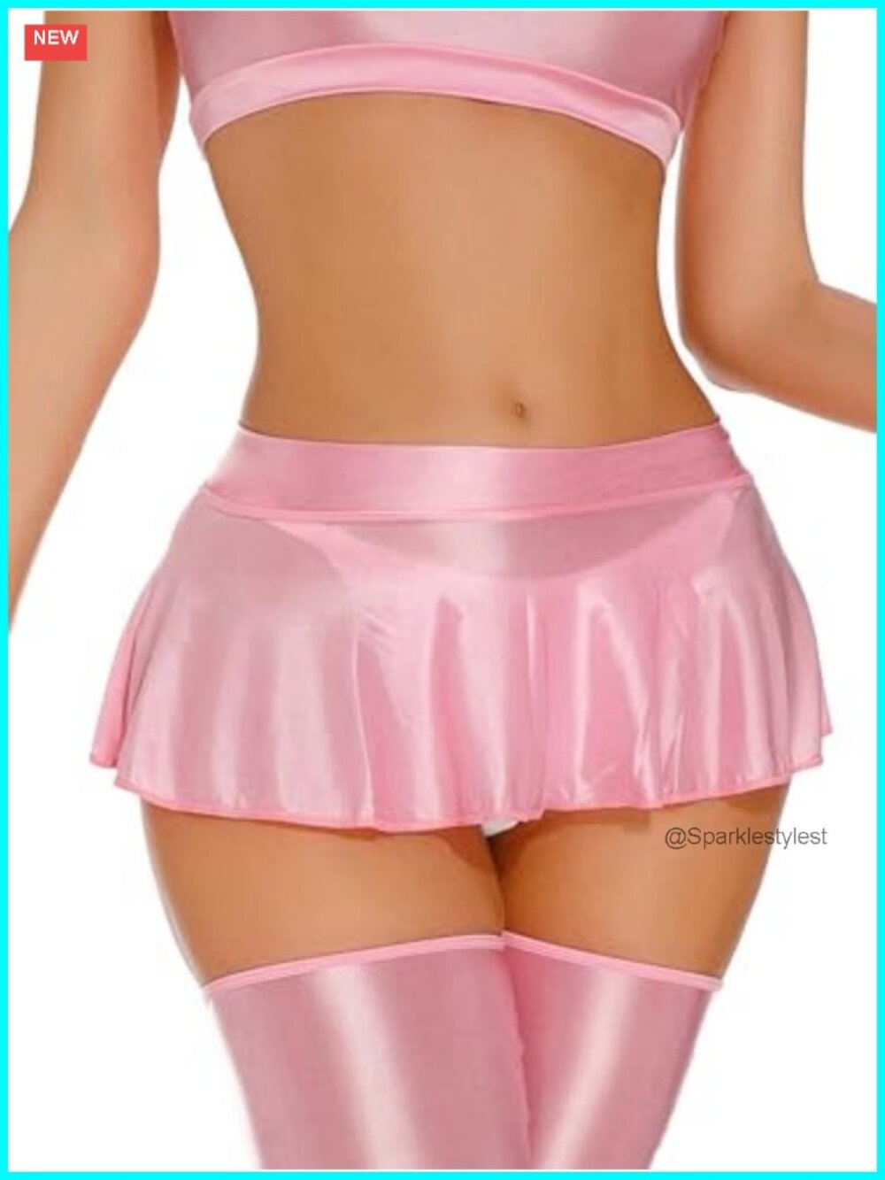 FEOYA Women Shiny Metallic Stretch Sheer See Through Pleated Mini Skirt Club